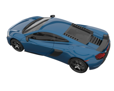 mavi modern araba beyaz arka planda izole edildi - 3 boyutlu illüstrasyon