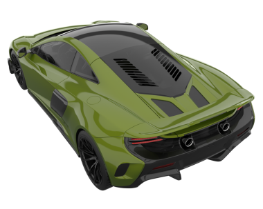 Yeşil, modern spor araba. 3 boyutlu görüntüleme. izole