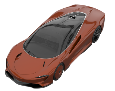 Stüdyo ortamında daha az genel bir konsept arabanın 3 boyutlu çizimi