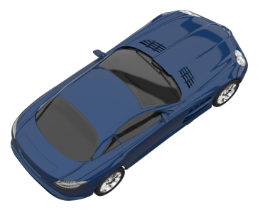 Mavi araba beyaz arka planda izole edilmiş. 3 Boyutlu Hazırlama.