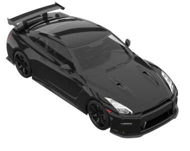 Siyah arka planda siyah spor araba. 3 Boyutlu Hazırlama