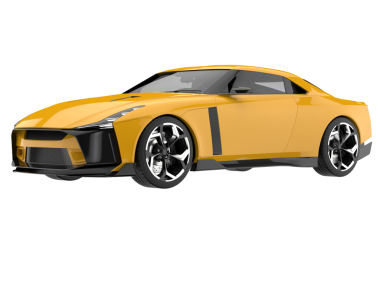 Beyaz arka planda modern bir araba. 3d oluşturma.