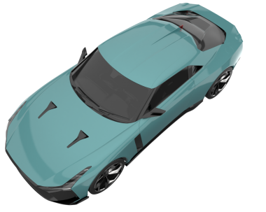 Beyaz arka planda bir araba. 3d oluşturma