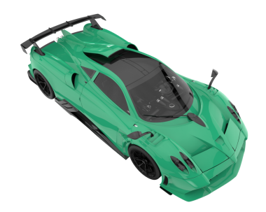 Yeşil, modern, yüksek açılı süper araba. yüksek kaliteli resimleme