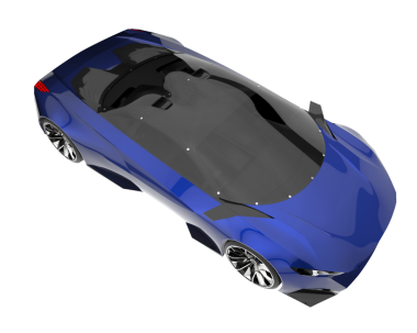 Beyaz arka planda izole edilmiş modern bir arabanın 3 boyutlu resmi