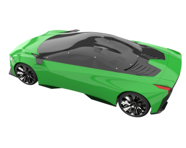 Yeşil modern araba beyazda izole edilmiş. 3d oluşturma.
