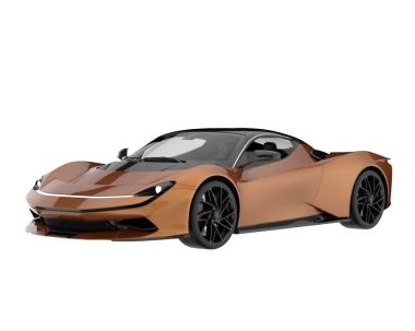 Stüdyo ortamında izole edilmiş 3 boyutlu markasız bir araba.