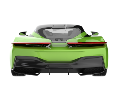 Beyaz arka planda izole edilmiş gerçekçi bir araba. 3d illüstrasyon