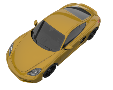 Beyaz arkaplanda altın bir arabanın 3 boyutlu çizimi