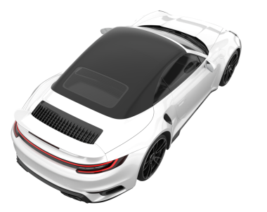 Beyaz stüdyo arka planında bir arabanın 3 boyutlu görüntüsü.