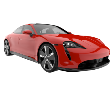 Kırmızı spor araba - yan görüş. Beyaz üzerine izole edilmiş. 3d oluşturma