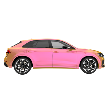 Pembe araba, beyaz arka planda izole edilmiş modern araba..