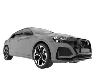 Siyah arka planda izole edilmiş modern bir arabanın 3 boyutlu görüntüsü