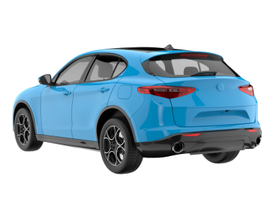 Modern araba arka planda izole edilmiş. 3D görüntüleme - illüstrasyon