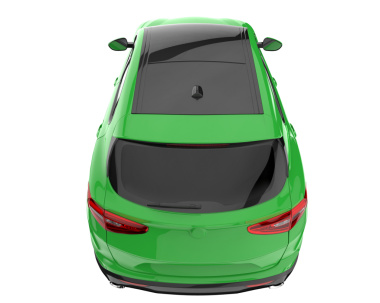 Beyaz arka plan üzerinde izole yeşil modern araba.