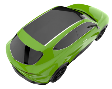 Yeşil bir arabanın 3 boyutlu resmi
