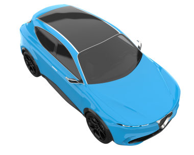 Modern araba beyazın üzerinde izole edilmiş. 3D görüntüleme - illüstrasyon