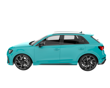 mavi renkli gerçekçi bir araba.