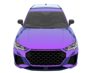 beyaz arkaplanda mor araba.