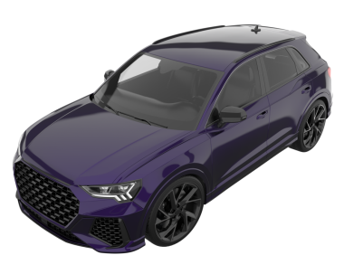 Beyaz arka planda izole edilmiş modern bir arabanın 3 boyutlu görüntüsü