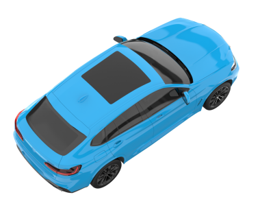 Mavi modern sedan araba beyaz arka planda izole edilmiş. 3d illüstrasyon