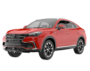 Arka planda SUV olan modern araba 3 boyutlu izole edilmiş.