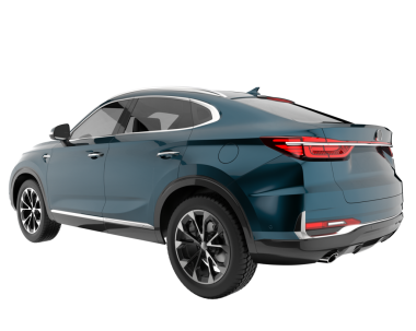 Modern SUV arabası. İzole edilmiş arkaplanda ön görünüm. 3d oluşturma