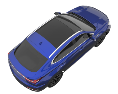 Koyu renk ortamda daha az markalı bir arabanın 3 boyutlu çizimi