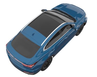 Siyah arka planda mavi araba. 3d oluşturma