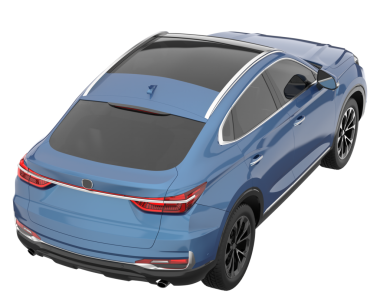 Modern mavi modern araba beyaz arka planda izole edilmiş. 3d oluşturma