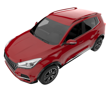 Beyaz arka planda modern bir araba. 3D görüntüleme - 3D