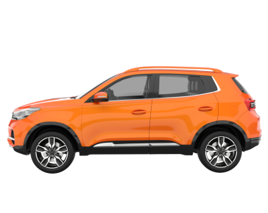 Beyaz arkaplanda gerçekçi kırmızı araba