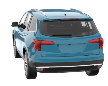 beyaz arkaplanda mavi modern araba yan görünümü