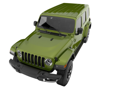 Siyah arka planda yeşil, modern bir cip. 3d oluşturma