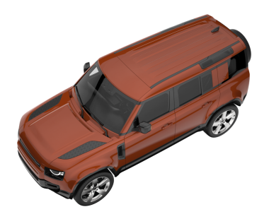 Gri arka planda kırmızı bir SUV 'un 3 boyutlu resmi.