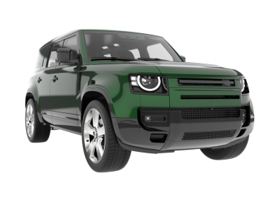 Yeşil modern cip beyaz arka planda izole edilmiş. Ön manzara. 3d oluşturma.