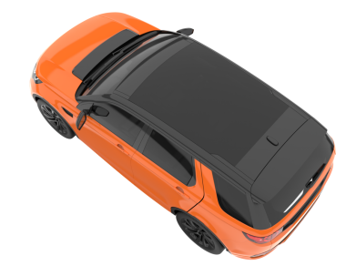 Beyaz arka planda modern turuncu araba.