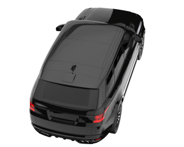 Siyah araba beyaz arkaplanda izole edildi. 3 boyutlu görüntüleme