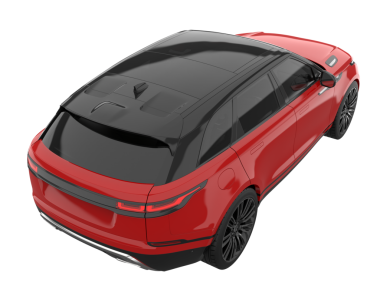 Modern araba arka planda izole edilmiş. 3D görüntüleme - illüstrasyon