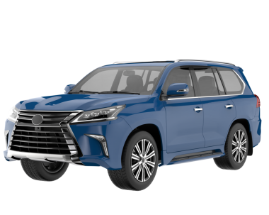 Birinci sınıf araba. Arka planda lüks bir araba var. 3d oluşturma.