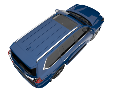 Beyaz arka planda mavi bir araba. 3d oluşturma.