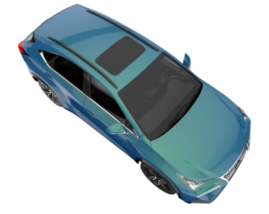 Yüksekten atlayan araba. Beyaz arka planda izole edilmiş. 3 Boyutlu Hazırlama