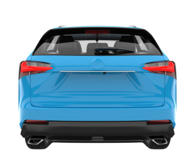 Mavi araba, siyah arka planda izole edilmiş modern sedan. 3d illüstrasyon