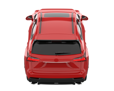 Kırmızı araba beyaz arka planda izole edildi.