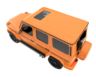 Beyaz arka planda izole edilmiş sarı bir yük vagonunun 3 boyutlu görüntüsü.