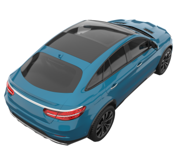 Gri arka planda modern mavi araba. 3d oluşturma