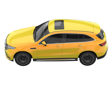 Modern araba arka planda izole edilmiş. 3D görüntüleme - illüstrasyon