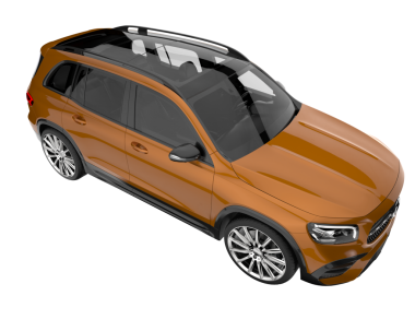 Beyaz arka planda modern bir araba. 3D görüntüleme - illüstrasyon