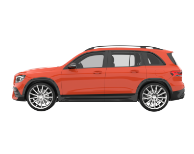 Gerçekçi kırmızı araba beyaz arka planda izole edilmiş. 3d oluşturma