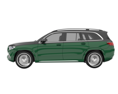 Beyaz arka planda yeşil renkli SUV.